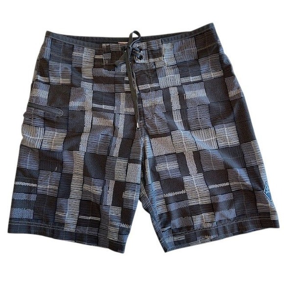 Prana Other - PrAna Swim Shorts Geometric‎ Print Swim with Zip Pocket Drawstring Closure Sz 32